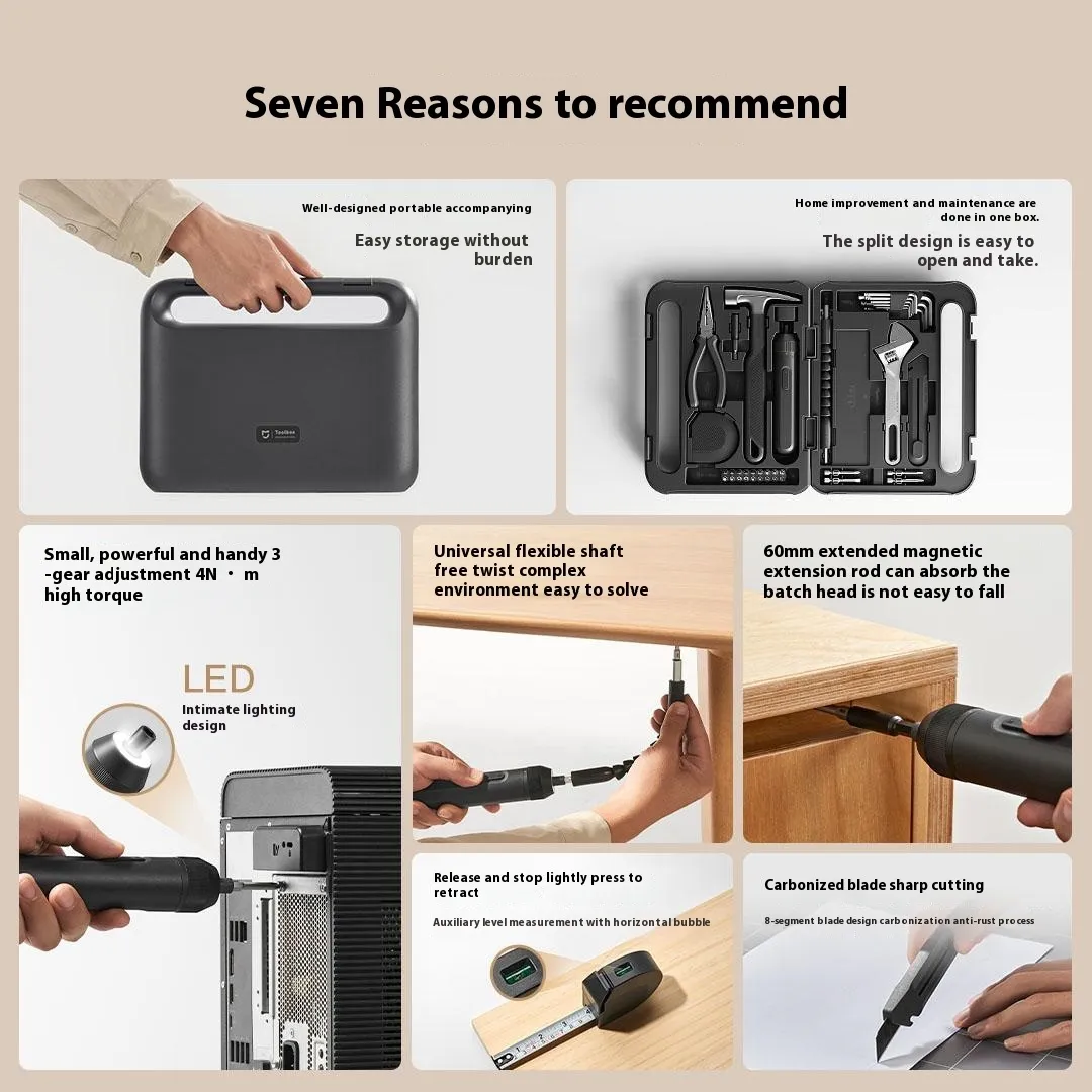 Xiaomi Mijia Screwdriver MJGJX001QW Home Portable Multifunctional Toolbox LED
