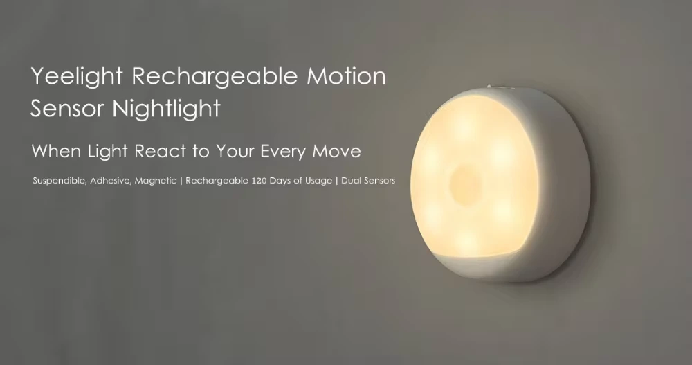 YEELIGHT Rechargeable Motion Sensor Night Light (YLYD01YL) - Energy-efficient and smart motion-activated lighting for home safety.