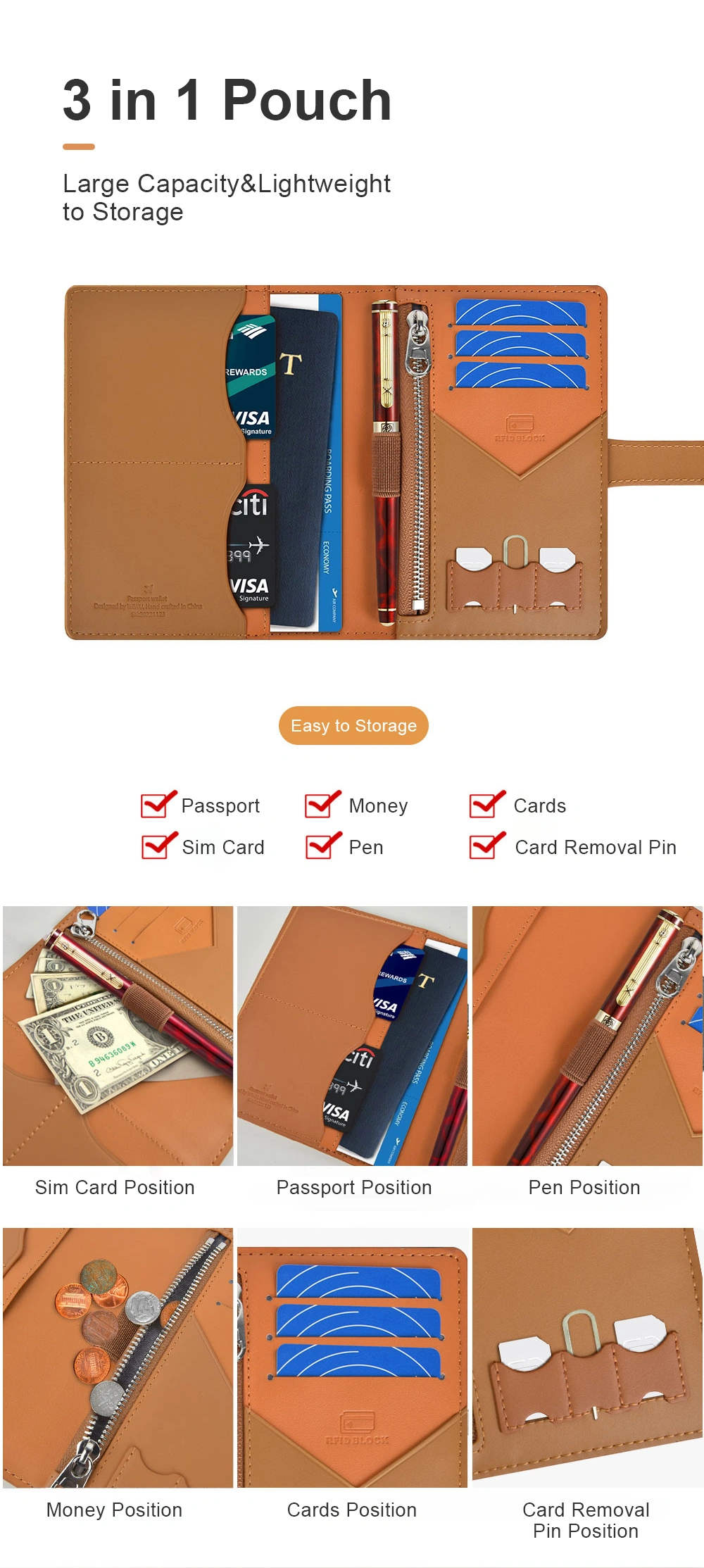 WiWU Ambassador Passport Wallet – RFID anti-theft travel wallet designed for secure organization of passports, credit cards, and travel documents with sleek PU leather material.