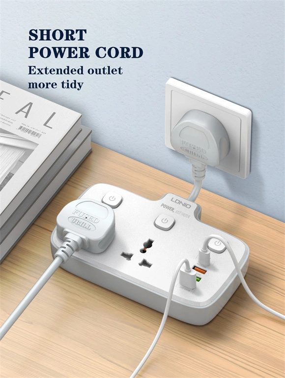 LDNIO-SC2413-Portable-Power-Strip-2-AC-Outlets-4-USB-Ports-20W-Fast-Charging