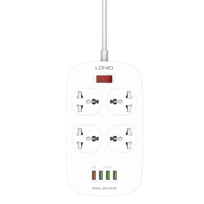 LDNIO-SC4407-Universal-Power-Strip-4-AC-Outlets-QC3.0-Fast-Charging-Surge-Protector