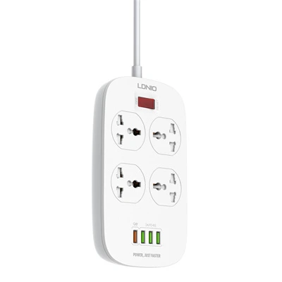 LDNIO-SC4407-Universal-Power-Strip-4-AC-Outlets-QC3.0-Fast-Charging-Surge-Protector