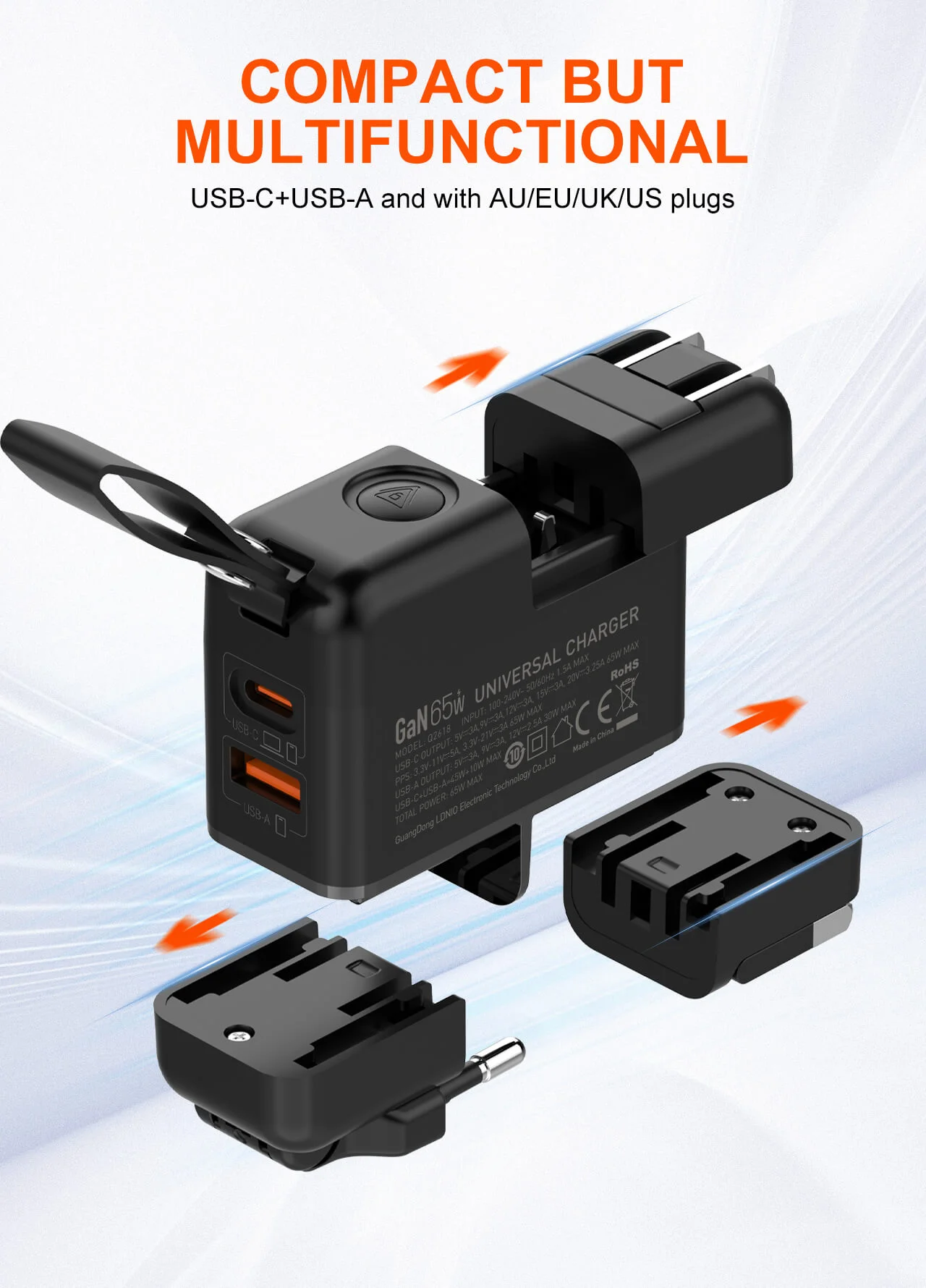 Ldnio Q2618 65W GaN Super Fast Charger - Compact and Efficient Multi-Device Charging Solution