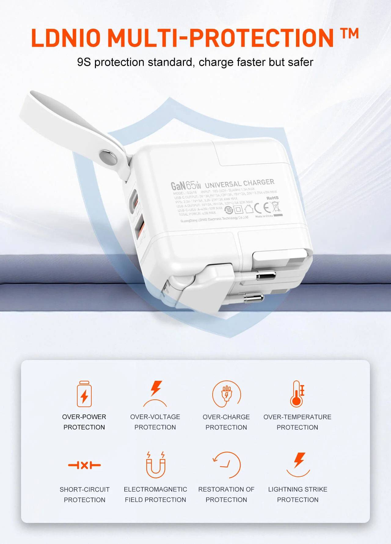 Ldnio Q2618 65W GaN Super Fast Charger - Compact and Efficient Multi-Device Charging Solution