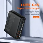 LDNIO A6140C 140W GaN Super Fast Desktop Charger with 6 Ports, USB-C, PD QC3.0, LED Display for iPhone, MacBook, Samsung, Laptop Charging