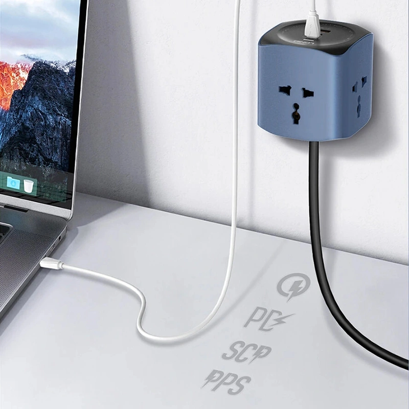 LDNIO SC3319 65W 6-in-1 Power Socket Cube with 2500W Outlets and USB-C Charging Hub