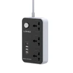 LDNIO SC3412 Universal Power Strip with 3 AC outlets and 4 USB ports (38W Fast Charging), featuring PD3.0 and QC3.0, multi-protection, and universal plug support.