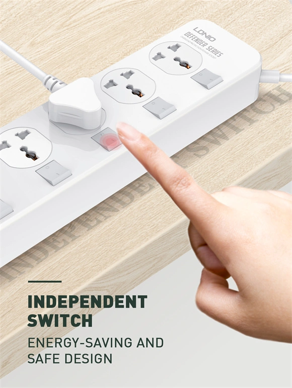 LDNIO SC4408 2500W Power Strip with 4 AC Outlets and 4 USB Charging Ports - Overload Protection and Fire-Resistant Material for Safe and Efficient Power