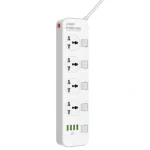 LDNIO SC4408 2500W Power Strip with 4 AC Outlets and 4 USB Charging Ports - Overload Protection and Fire-Resistant Material for Safe and Efficient Power