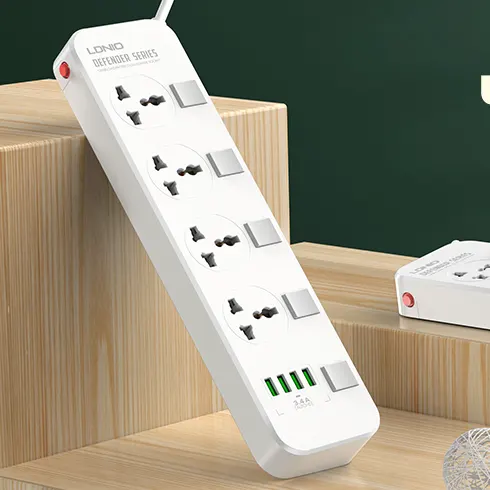 LDNIO SC4408 2500W Power Strip with 4 AC Outlets and 4 USB Charging Ports - Overload Protection and Fire-Resistant Material for Safe and Efficient Power