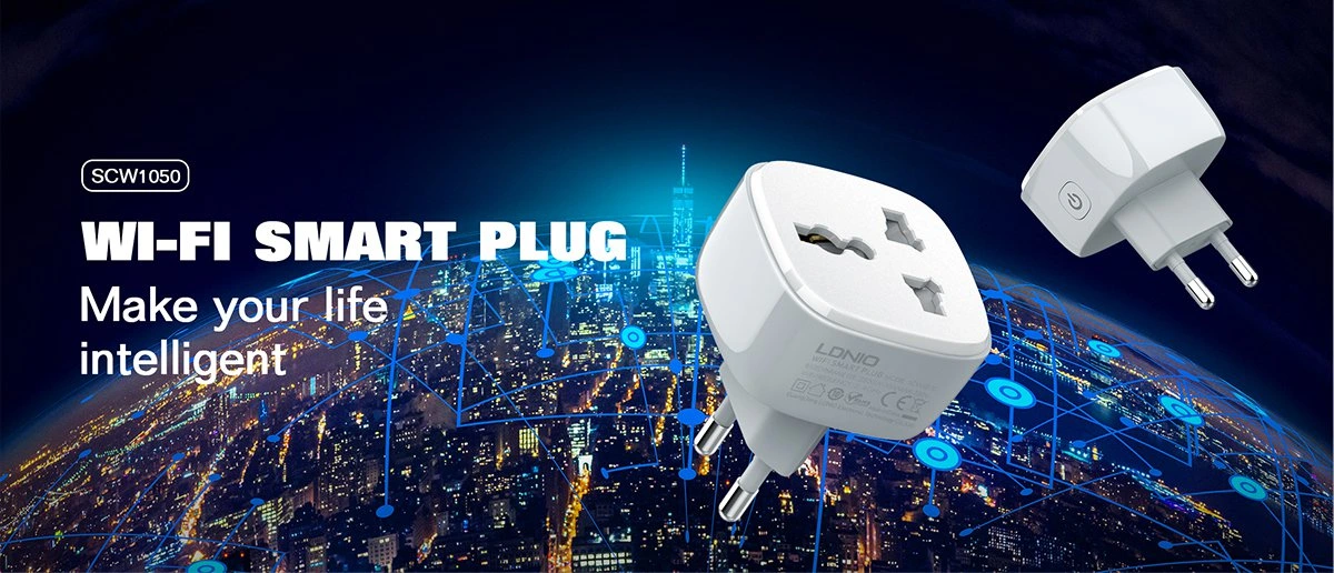 LDNIO SCW1050 Remote Control WiFi Smart Timing Power Socket with Surge Protection, compatible with UK, EU, and US plugs.