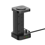 LDNIO SKW6457 Tower Extension Power Socket with 6 AC outlets, PD 30W, QC3.0 USB ports, 15W wireless charging, and UK plug compatibility.