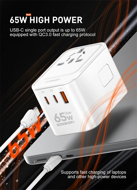 ldnio-z6-gan-travel-adapter-65w-fast-charging-universal-plug-usb-c-usb-a