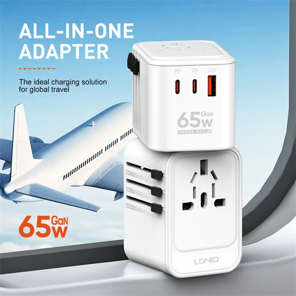 ldnio-z6-gan-travel-adapter-65w-fast-charging-universal-plug-usb-c-usb-a