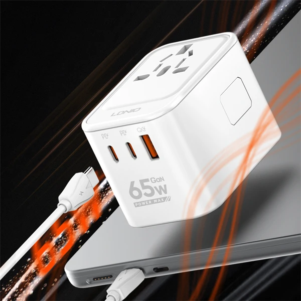 ldnio-z6-gan-travel-adapter-65w-fast-charging-universal-plug-usb-c-usb-a