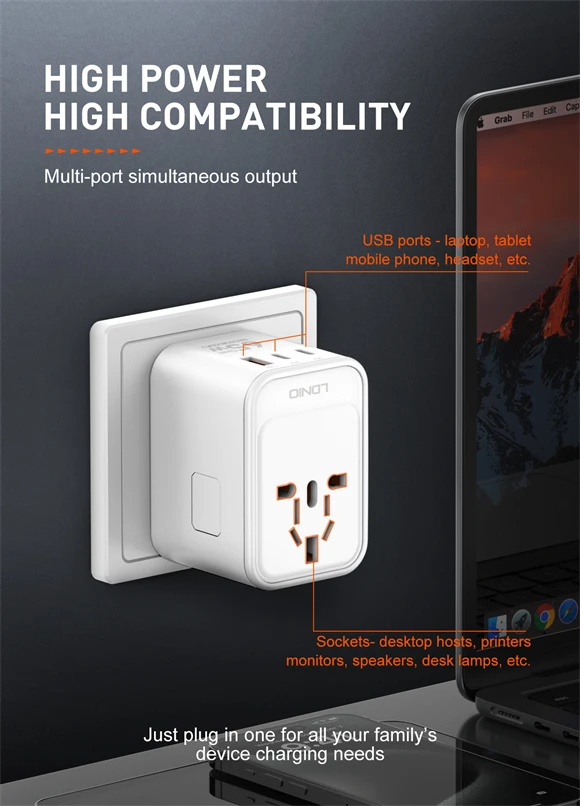 ldnio-z6-gan-travel-adapter-65w-fast-charging-universal-plug-usb-c-usb-a