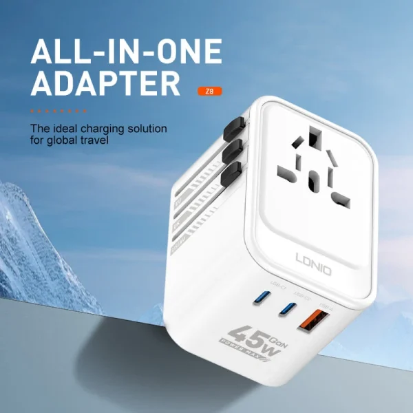 ldnio-z8-gan-travel-adapter-45w-fast-charger-universal-plug