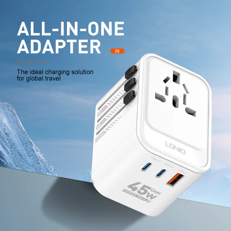 ldnio-z8-gan-travel-adapter-45w-fast-charger-universal-plug