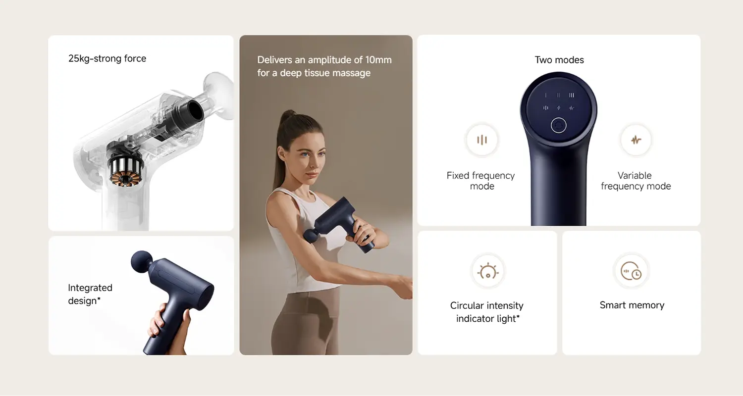 Xiaomi Massage Gun 2 - Deep Tissue Massager for Muscle Recovery & Pain Relief with 10mm Amplitude and Smart Memory Feature