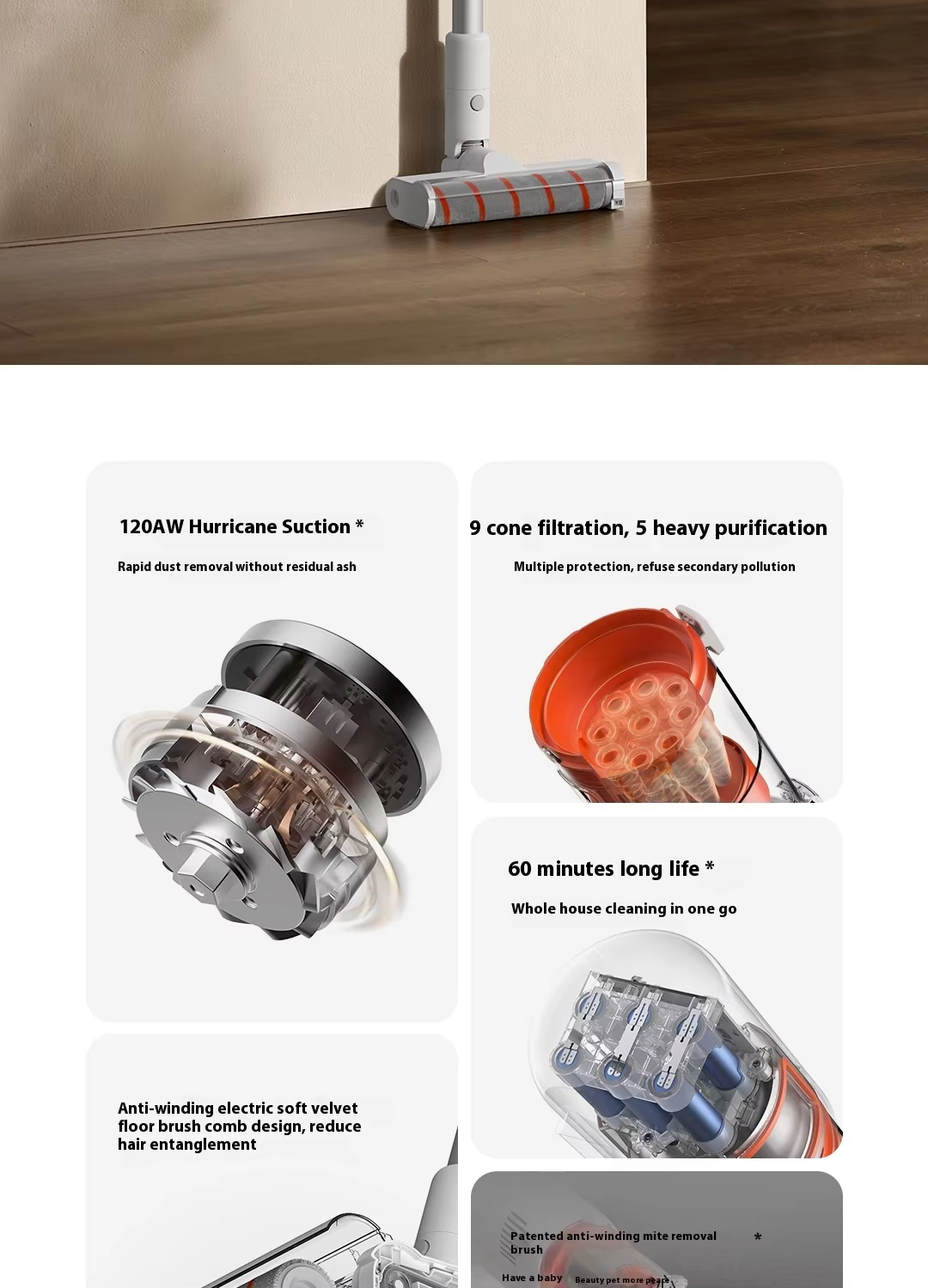 Xiaomi Mijia Wireless Vacuum Cleaner 3C D208 - Cordless Vacuum for Efficient Home Cleaning with Powerful Suction and Long Battery Life