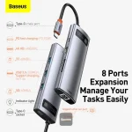 Baseus Metal Gleam 8-in-1 USB-C Hub – Product Front View