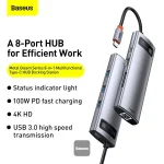 Baseus Metal Gleam 8-in-1 USB-C Hub – Product Front View