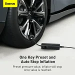 Baseus Super Mini Inflator Pump 12V Portable Car Air Compressor Auto Tire Pump with LED Display