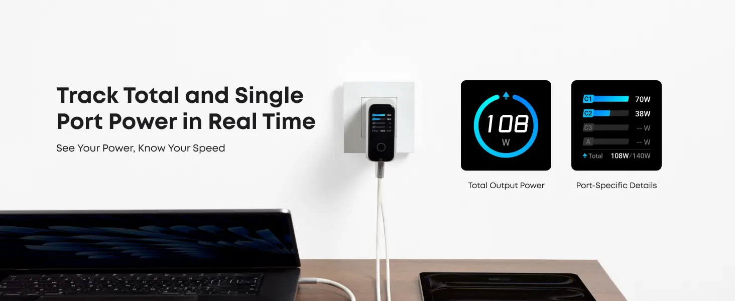 Anker Zolo 140W Charger – 4-Port USB-C GaN Fast Charger for Laptop, Tablet, and Phone