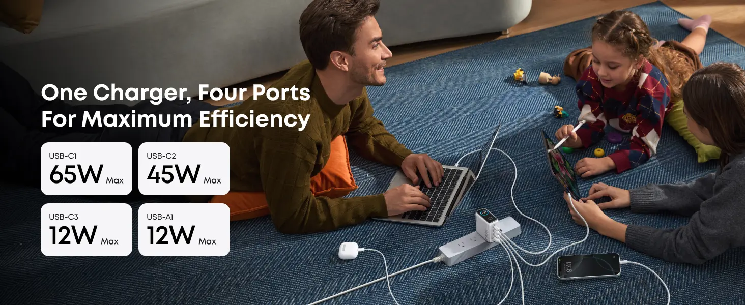 Anker Zolo 140W Charger – 4-Port USB-C GaN Fast Charger for Laptop, Tablet, and Phone
