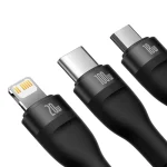 Baseus Flash Series II Two-for-Three 100W USB Cable – Micro, Lightning, Type-C 1.2m Black