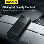 Baseus Power Inverter Pro 150W BS-CI15-03 – Car to 220V Converter with USB and Type-C Ports (CN/EU Plug