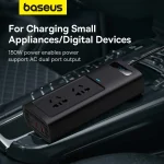 Baseus Power Inverter Pro 150W BS-CI15-03 – Car to 220V Converter with USB and Type-C Ports (CN/EU Plug