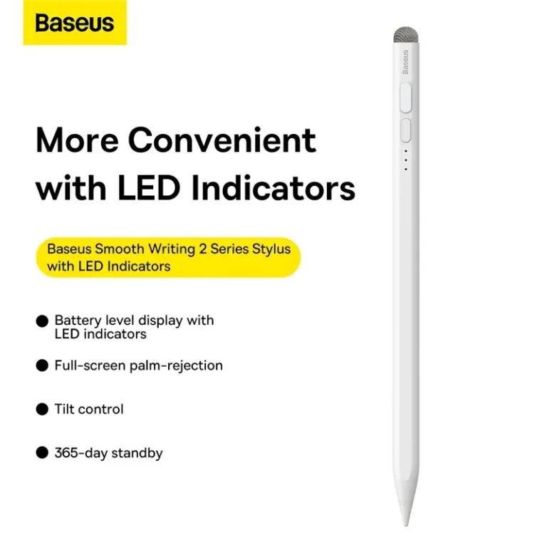 Baseus Smooth Writing 2 Stylus Pen with LED Indicator, Active and Passive Tip, Magnetic, Type-C Charging – SXBC060302