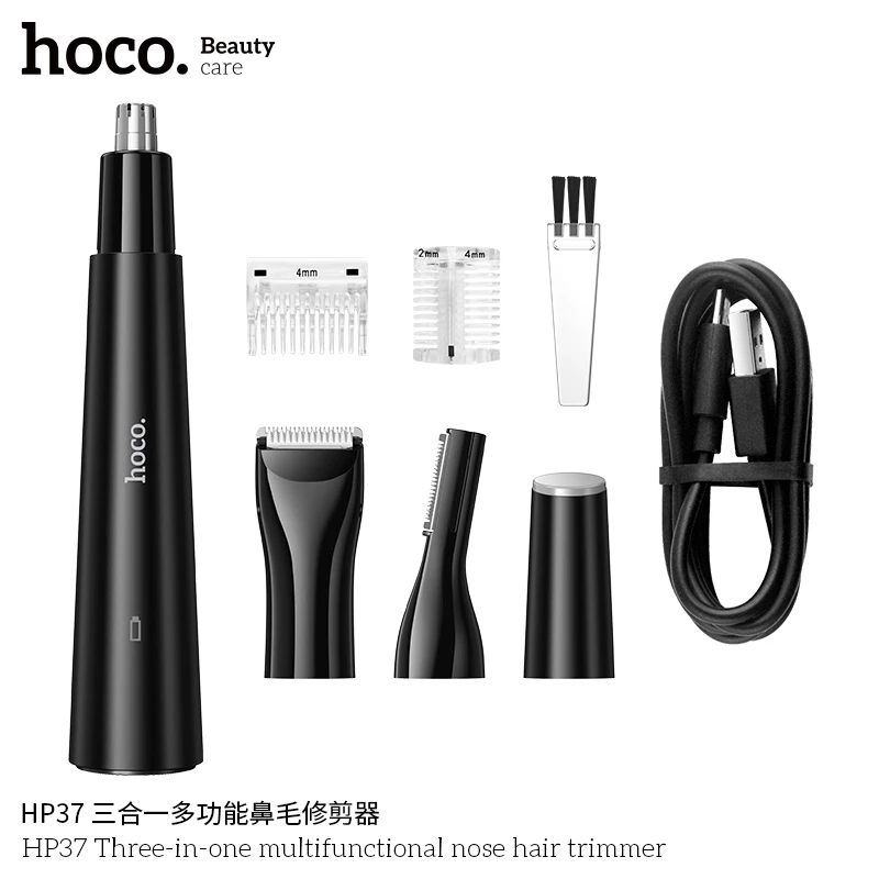 hoco-hp37-3-in-1-nose-hair-trimmer-eyebrow-razor-rechargeable-grooming-tool-for-men-and-women