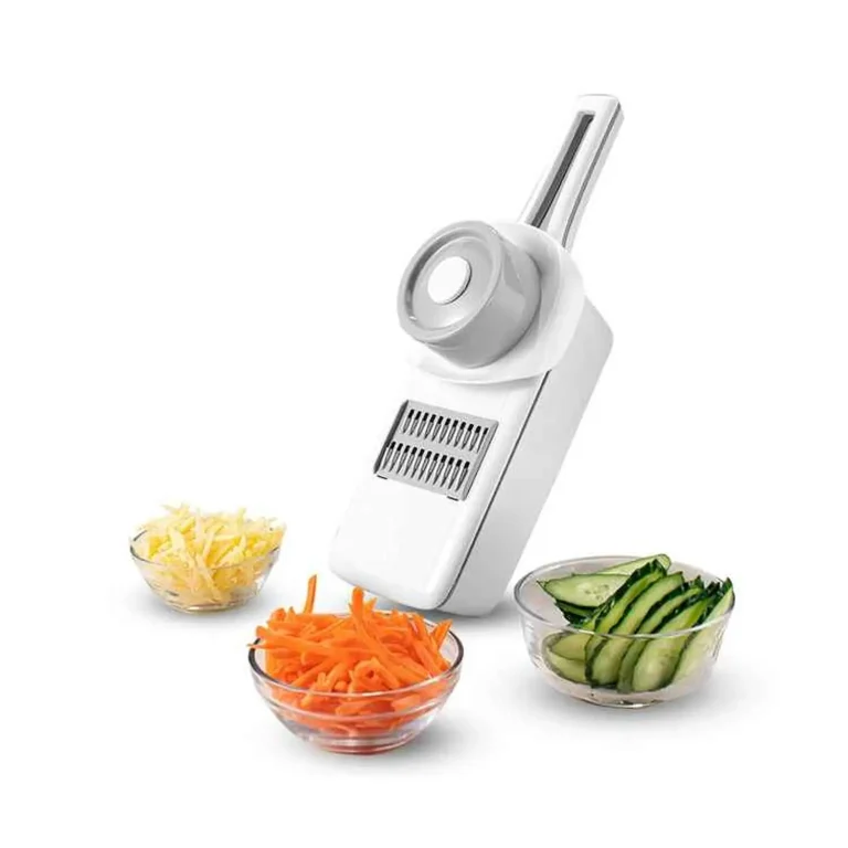 HuoHou Vegetable Cutter multi-functional kitchen slicer with 3 stainless steel blades, hand guard, storage box, and safety track system