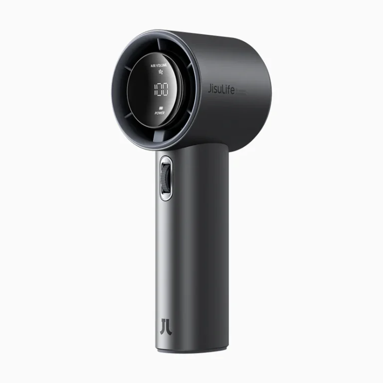 JISULIFE FA53 Pro1S Handheld Fan with 5000mAh battery, 100 speed settings, 9m/s turbo airflow, and 18W fast charging