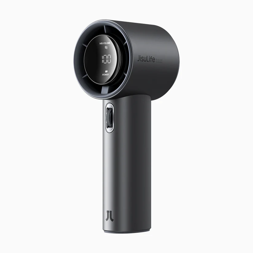 JISULIFE FA53 Pro1S Handheld Fan with 5000mAh battery, 100 speed settings, 9m/s turbo airflow, and 18W fast charging