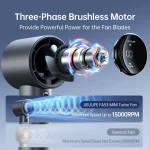 JISULIFE FA53 Pro1S Handheld Fan with 5000mAh battery, 100 speed settings, 9m/s turbo airflow, and 18W fast charging