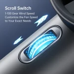 JISULIFE FA53 Pro1S Handheld Fan with 5000mAh battery, 100 speed settings, 9m/s turbo airflow, and 18W fast charging