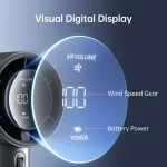 JISULIFE FA53 Pro1S Handheld Fan with 5000mAh battery, 100 speed settings, 9m/s turbo airflow, and 18W fast charging