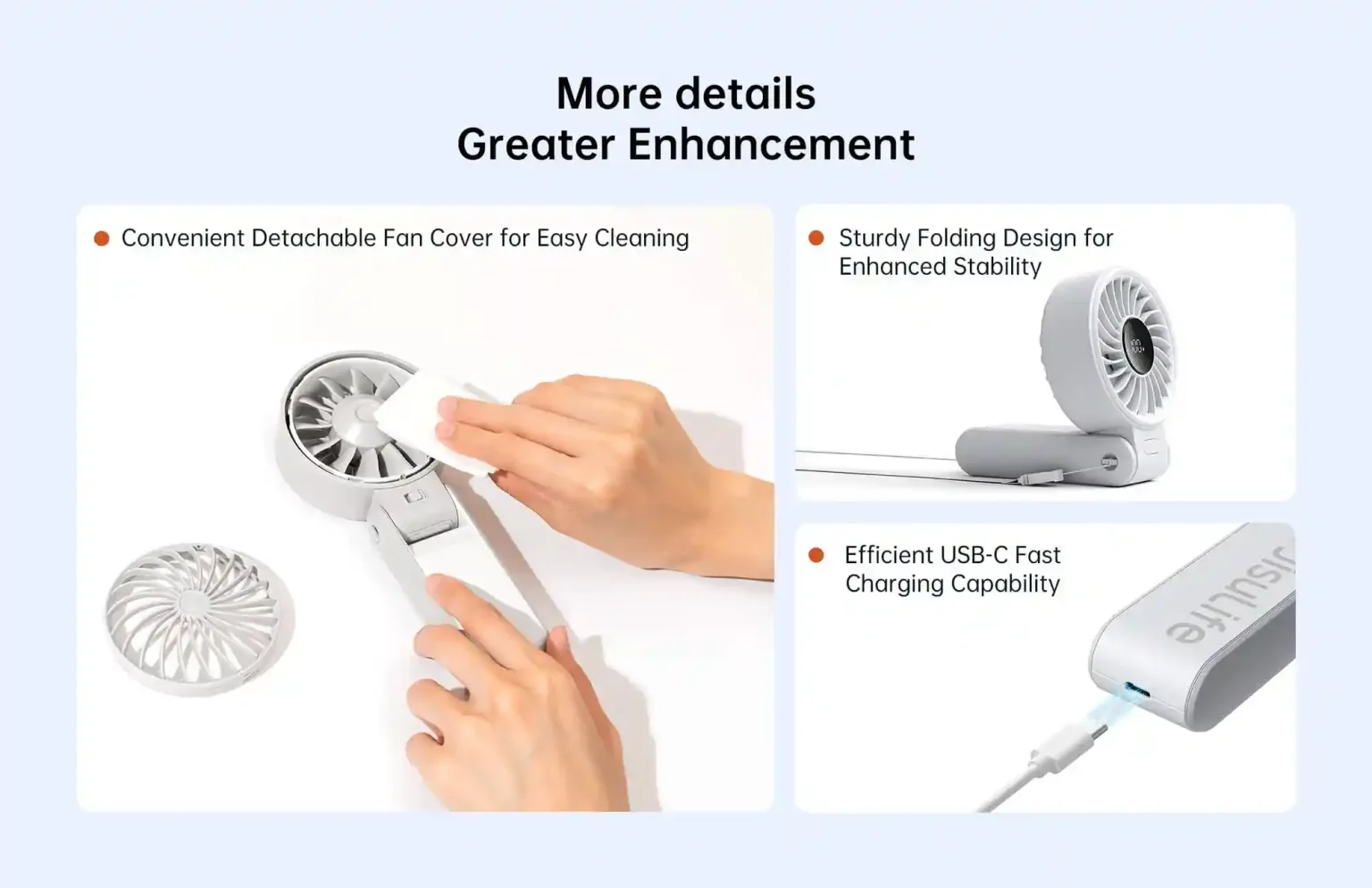 JisuLife Handheld Fan Life7 – 3-in-1 Portable Fan with 5000mAh Battery and LED Display from E Club