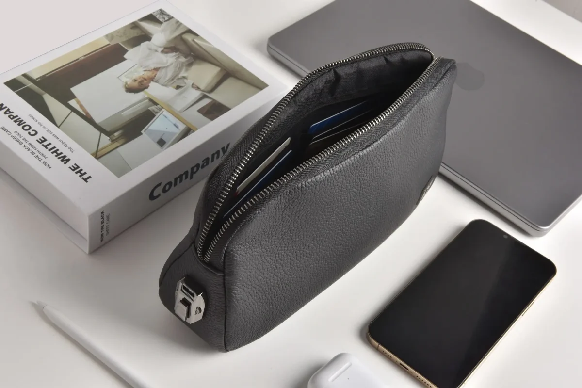 WiWU Alpha Anti-Theft Clutch Bag | RFID Blocking PU Travel Pouch with Lock - Image 2