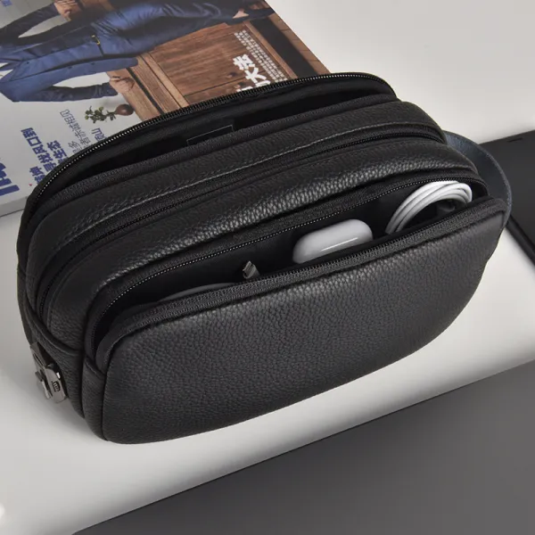 Wiwu Salem Anti-Theft Travel Pouch with RFID Blocking, Fingerprint Lock, and Adjustable Neck Strap