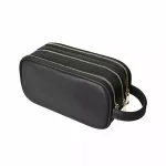 WiWU Salem Lux Organizer Case – Premium PU Leather Tri-Compartment Pouch with Metal Zipper – Black/Brown - Image 2