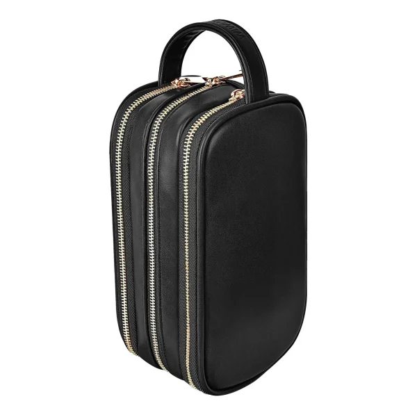 WiWU Salem Lux Organizer Case – PU Leather Tri Compartment Pouch with Metal Zipper for Travel and Office Use – Black/Brown