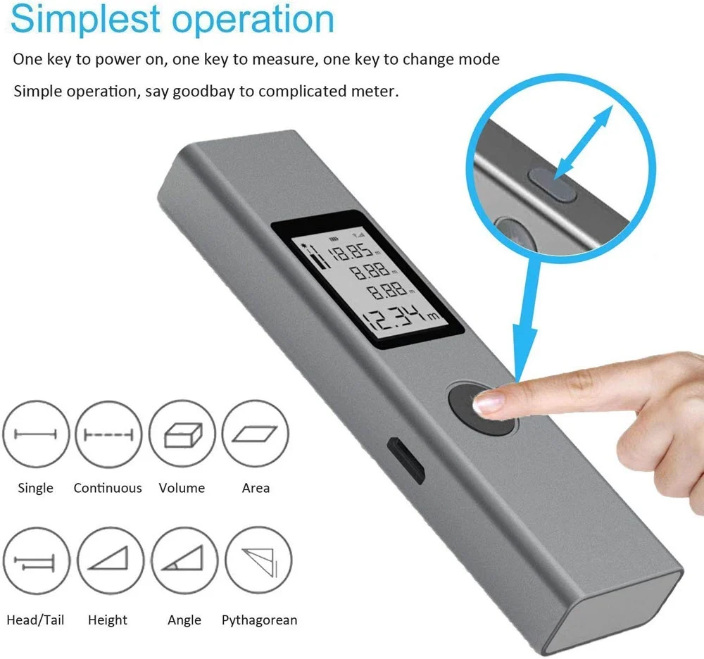 Xiaomi DUKA LS-P digital laser distance meter with 40M range and USB rechargeable battery