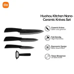 Xiaomi Mi HUOHOU 4pcs Nano-Ceramic Knife Set – Black, Ultra Sharp, Non-Toxic Kitchen Blades