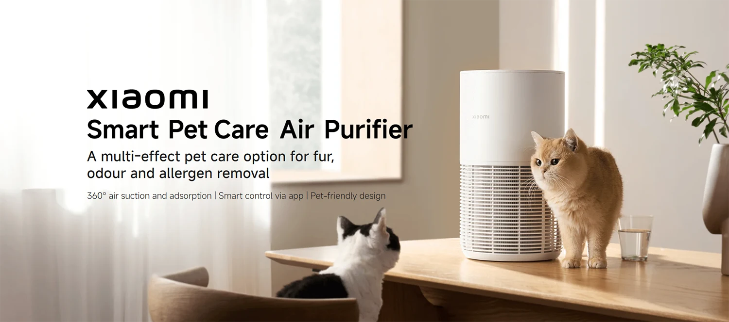 Xiaomi Smart Pet Care Air Purifier with triple-layer filtration removing pet hair, dander, and odors for clean indoor air