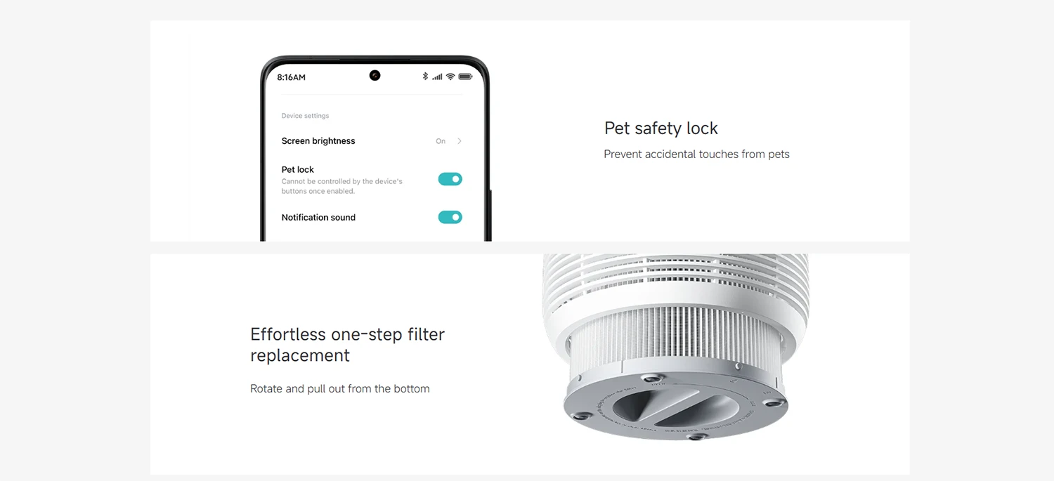 Xiaomi Smart Pet Care Air Purifier with triple-layer filtration removing pet hair, dander, and odors for clean indoor air