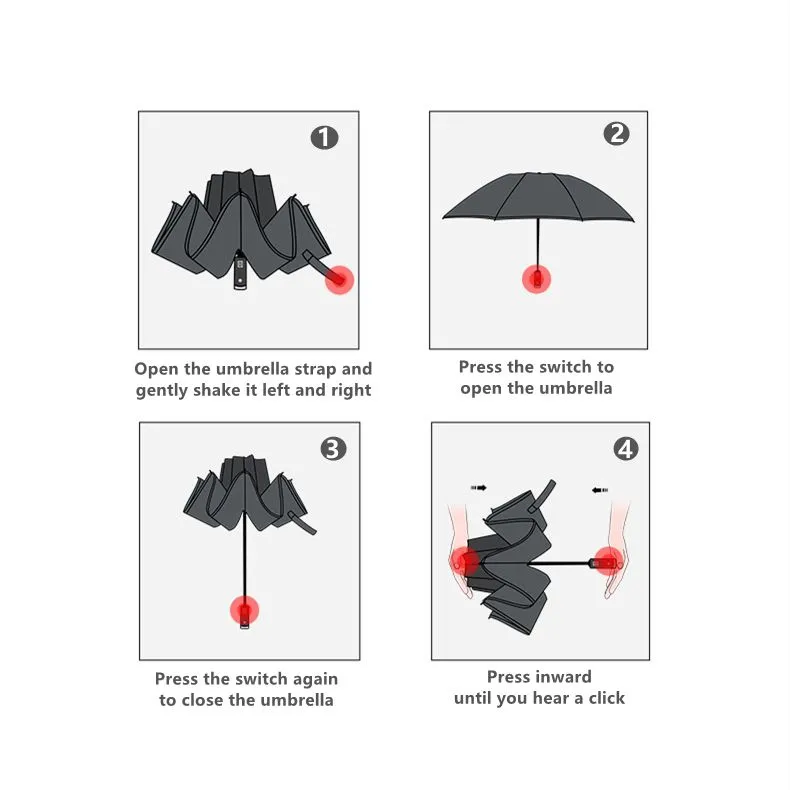 Xiaomi Transparent Handle Automatic Reverse Folding Umbrella with Reflective Strip for Sun and Rain Protection
